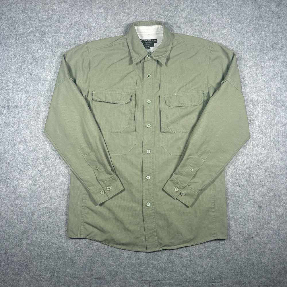 Royal Robbins Fishing Shirt Mens Size Small Beige Button Down Vented Long Sleeve
